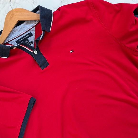 Tommy Hilfiger Other - Classic Tommy Hilfiger Bold Red Polo Shirt with Navy Accents | 100% Cotton | L